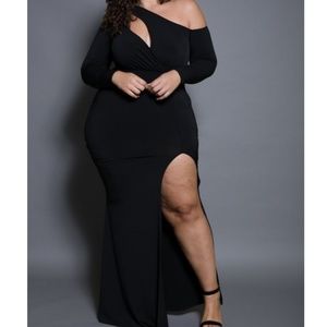 Plus Size Key Hole One Shoulder Dress